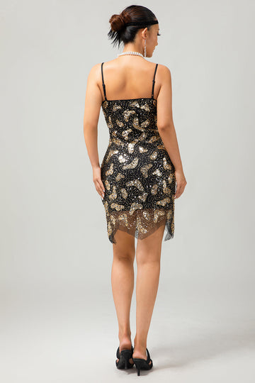 złota cekinowa sukienka vintage bodycon 1920s